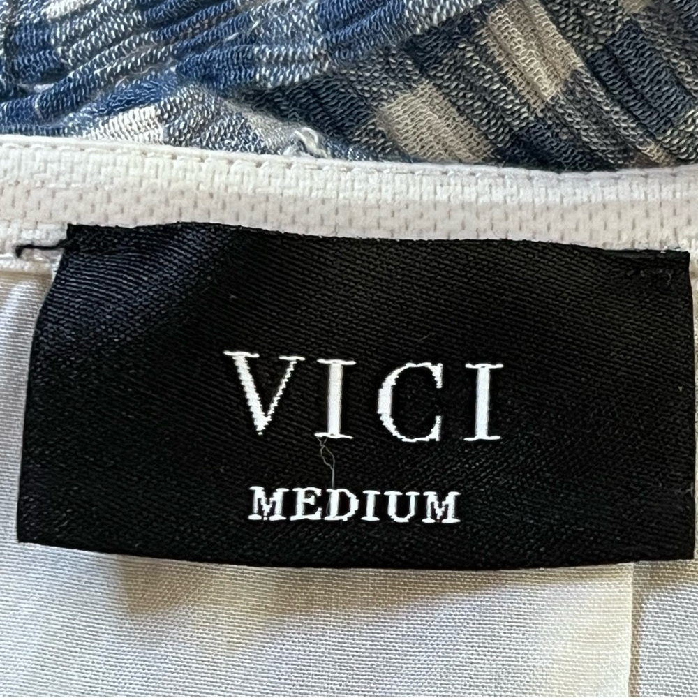 VICI Women’s Blue & White Gingham Midi Halter Sorority Graduation Dress Medium - Picture 10 of 14